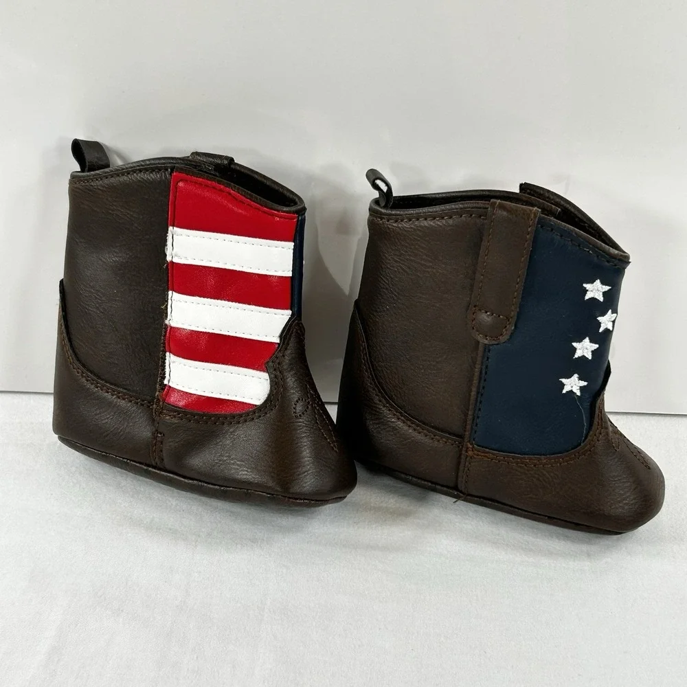 NEW American Flag USA Boots Baby Shoes 9-12 Months Size 3 Patriotic Photo Prop